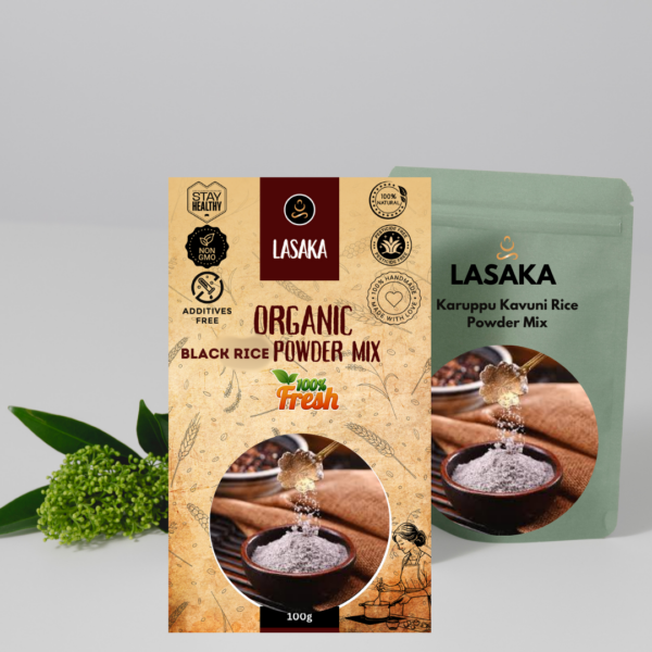 Lasaka Organic Black Rice Powder | Karuppu Kavuni Flour Blend | Ready-to-Serve Black Rice Kanji (500g)